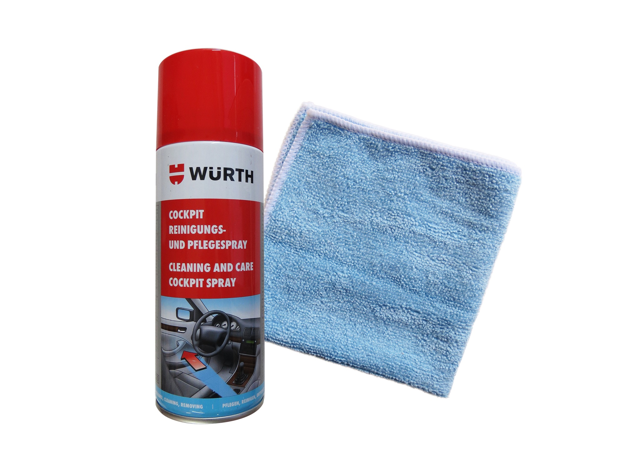 WÜRTH- Cockpit Reinigungs- und Pflegespray + 1 Microfasertuch Classic Gratis